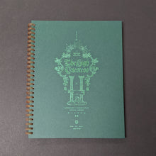 Load image into Gallery viewer, A green spiral bound note book with green foil details. The cover reads The High Priestess and has illustrations of vines and two columns. 
Sold at Coyote Supply Co a BIPOC and LGBTQIA+ owned zero waste witch store in Reno Nevada 