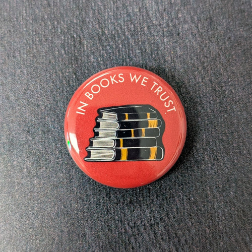 A glossy red button that reads 