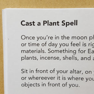Black text on white page titled: Cast a Plant Spell.