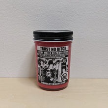 Load image into Gallery viewer, Red soy wax candle in glass jar with a black and white label by Firme Arte available at Coyote Supply Co, a zero waste witch store in Midtown Reno, Nevada that is BIPOC owned