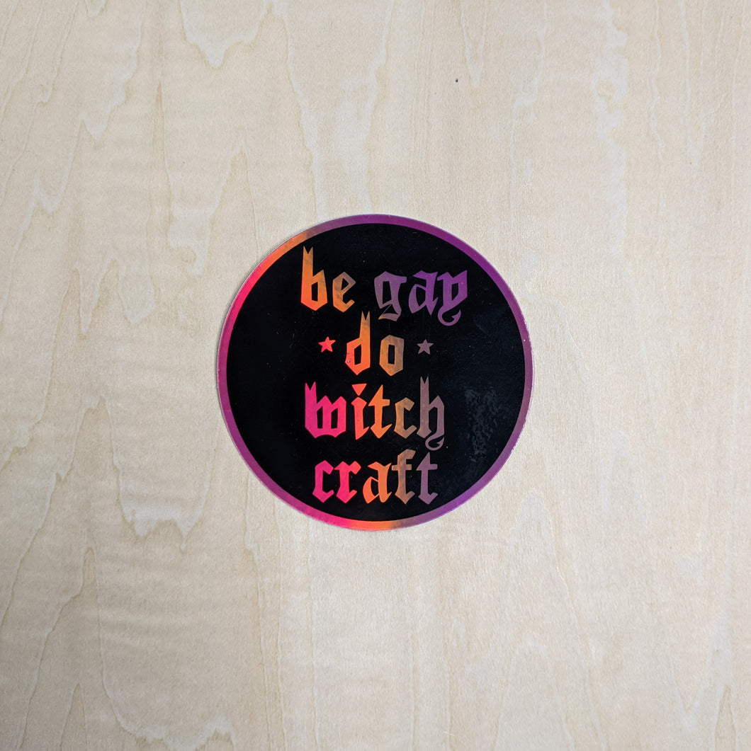 Black round sticker by Midge Blitz with holographic 