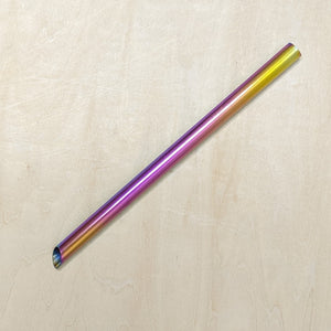 Rainbow anodized boba straw by Shuki available at Coyote Supply Co, a zero waste witch store in Midtown Reno, Nevada that is BIPOC owned