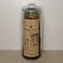 Load image into Gallery viewer, Glass jar filled with Green Fairy incense by Sea Witch Botanicals. Kraft paper label features a black illustration of a fairy available at Coyote Supply Co, a zero waste witch store in Midtown Reno, Nevada that is BIPOC owned