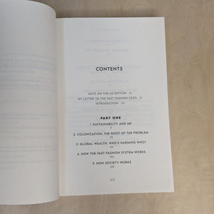 Table of Contents for Consumed by Aja Barber. White page with black text.