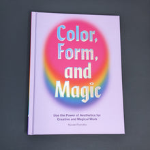 Load image into Gallery viewer, Light purple book by Nicole Pivirotto. Reads &quot;color, form, and magic&quot; in holographic silver  block letters and features a rainbow oval under the text available at Coyote Supply Co, a zero waste witch store in Midtown Reno, Nevada that is BIPOC owned