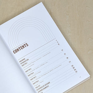 Table of contents in The Intersectional Environmentalist by Leah Thomas. White  page with brown text.