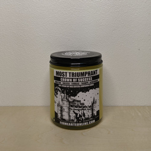 Yellow soy wax candle in glass jar with black & white label by Firme Arte available at Coyote Supply Co, a zero waste witch store in Midtown Reno, Nevada that is BIPOC owned