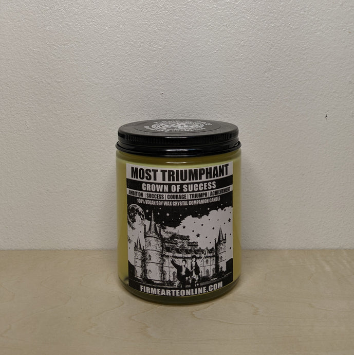 Yellow soy wax candle in glass jar with black & white label by Firme Arte available at Coyote Supply Co, a zero waste witch store in Midtown Reno, Nevada that is BIPOC owned